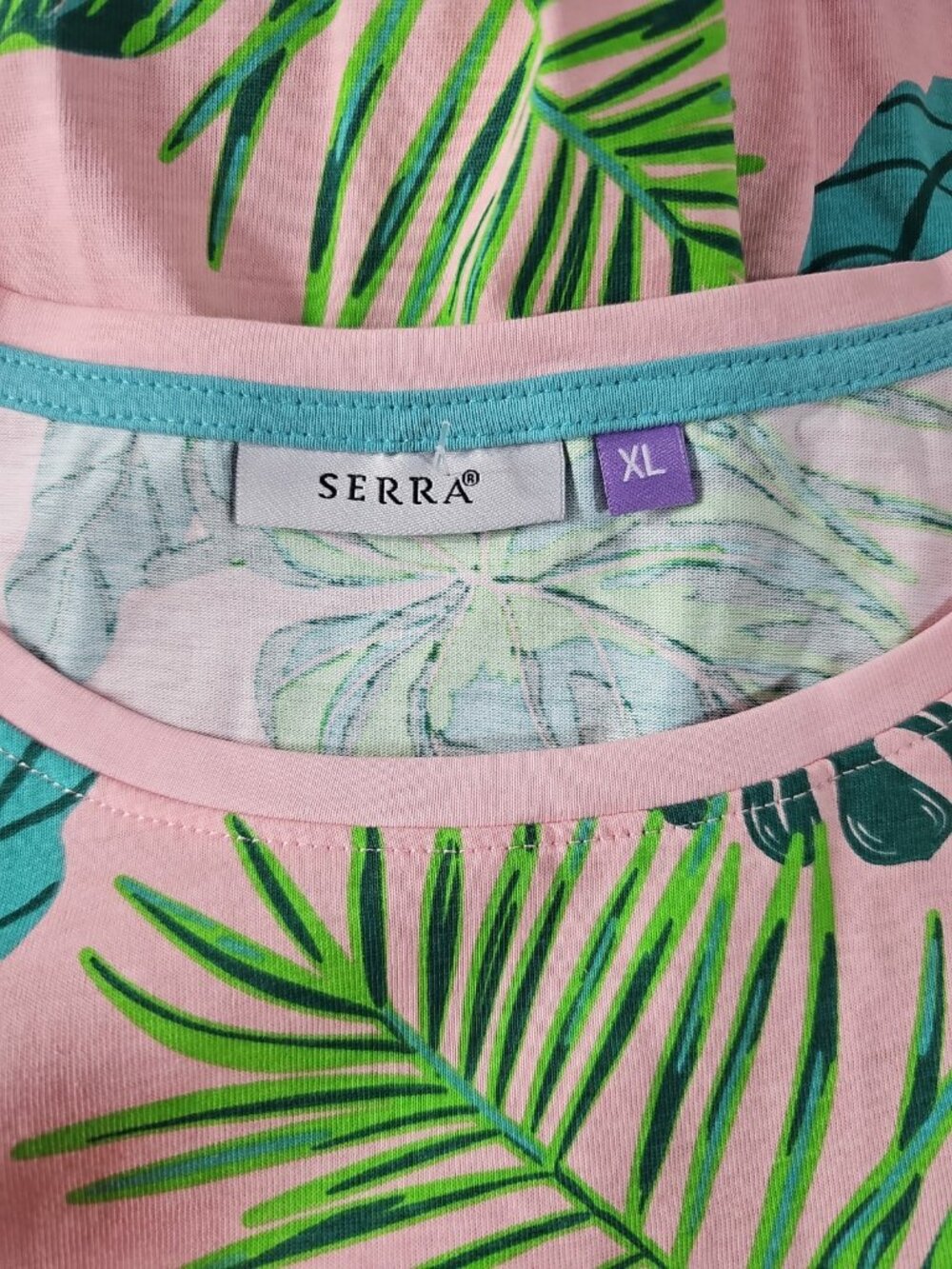 SERRA XL ORGANIC Sleep Shirt Nightgown LS Pink Botanical Organic Cotton NEW - Picture 7 of 11